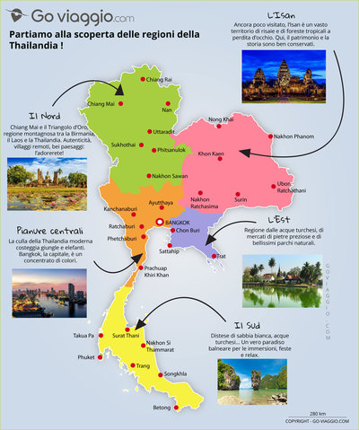 Carte des régions THAILANDIA